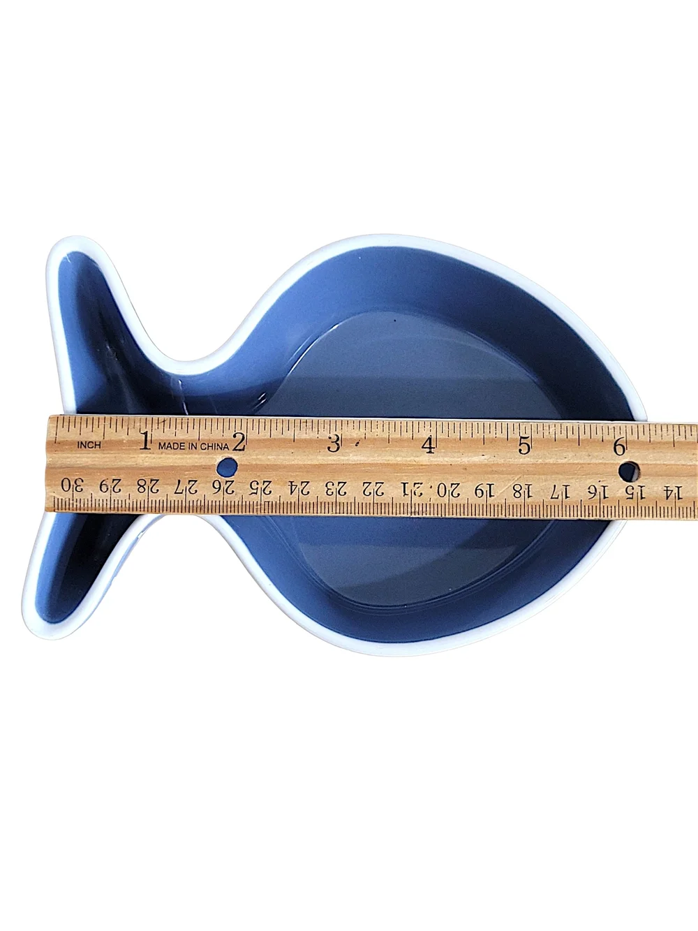 Whisker City Blue Fish-Shaped Cat Bowl